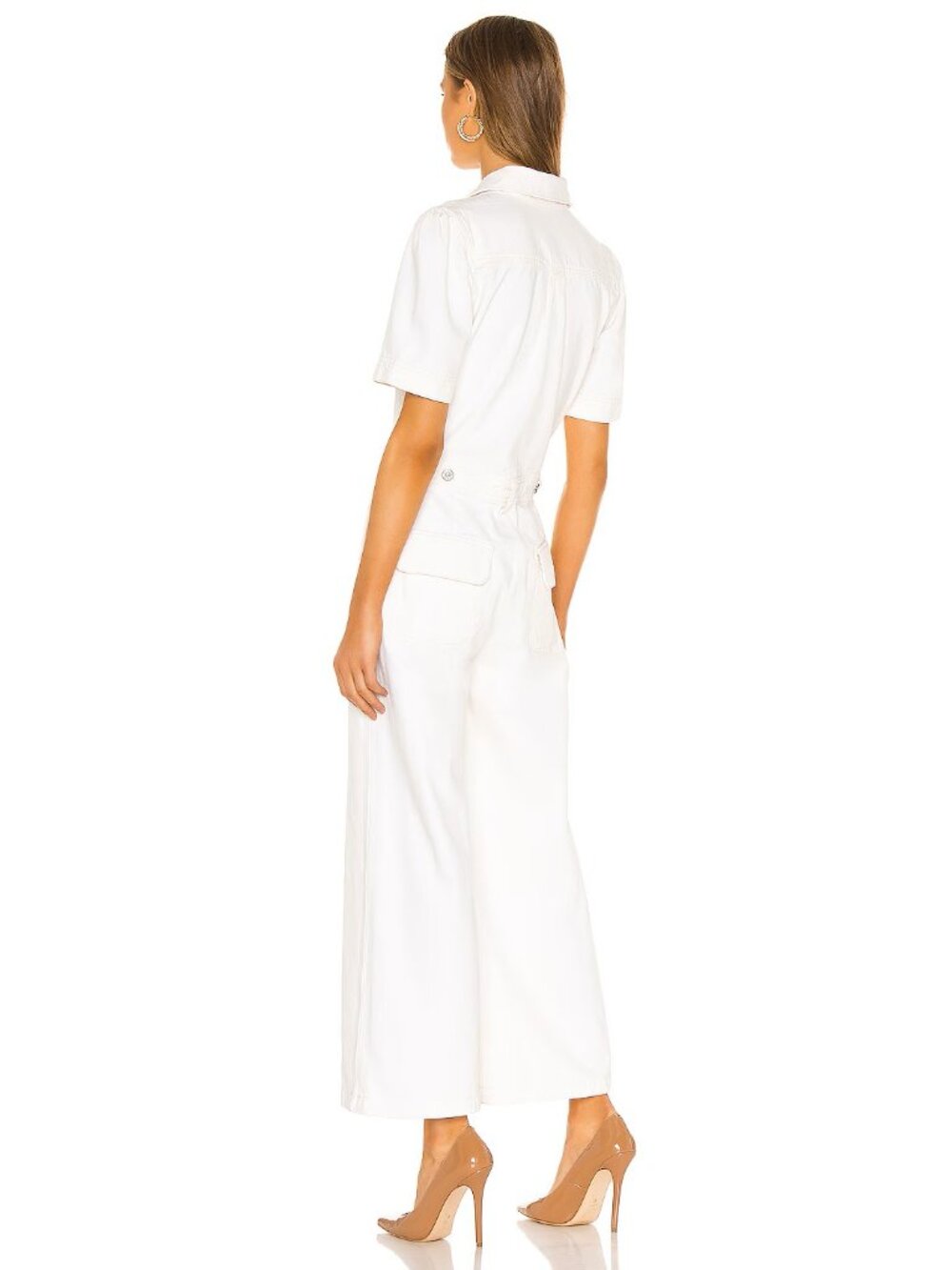 NWT Citizens of Humanity Miki in White Willow Denim Jean Wide Leg Jumpsuit 4 - Picture 3 of 11